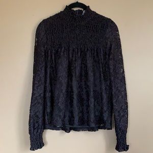 NWT Anthropologie Black Lace Blouse